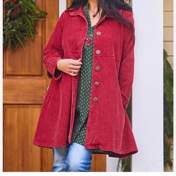 NWOT XL Red Corduroy April Cornell Coat Jacket woman’s Extra Large - Picture 4 of 5